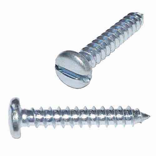 PTS1412 #14 X 1/2" Pan Head, Slotted, Tapping Screw, Type A, Zinc